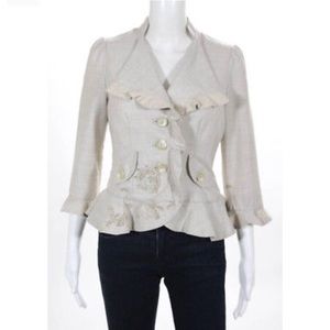 Elevenses Cream & White linen blazer